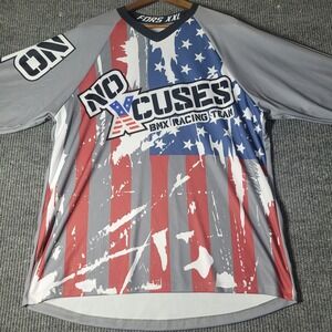 FORS NO EXCUSES Sz 2XL BMX Bike Racing Team Jersey Gray Long Sleeve‎ Shirt USA
